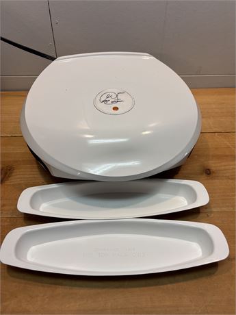 George Foreman Electric Indoor Grill with Drip Trays - Heats Well