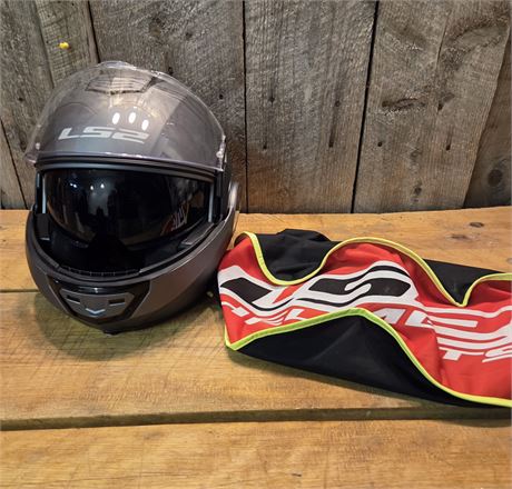 LS2 Valiant Modular Motorcycle Helmet - Matte Gray, Size Large