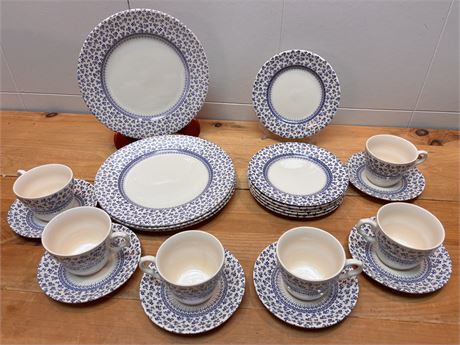 Vintage EIT Ltd "Provence Blue" Ironstone Partial Dinnerware Set - 22 Pieces