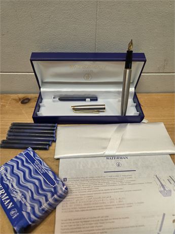 Waterman Paris Fountain Pen with Case & Ink Cartridges