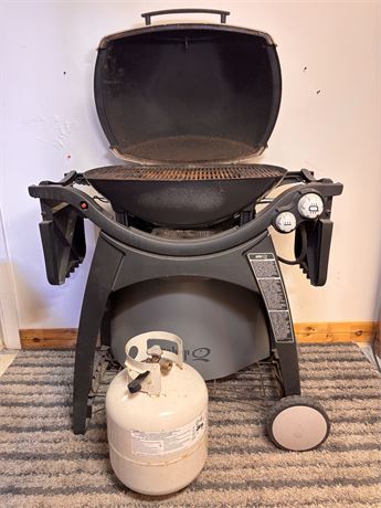 Weber Q 3200 Liquid Propane Gas Grill with Cart and Cover