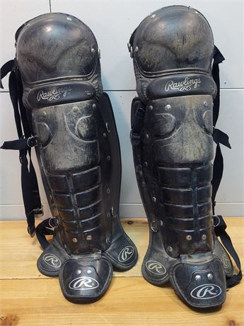 ​Rawlings Adult 5DCW Catcher's Leg Guards - Black Baseball Shin Guards