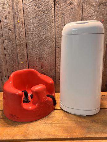 Playtex Diaper Genie & Red Bumbo Floor Seat