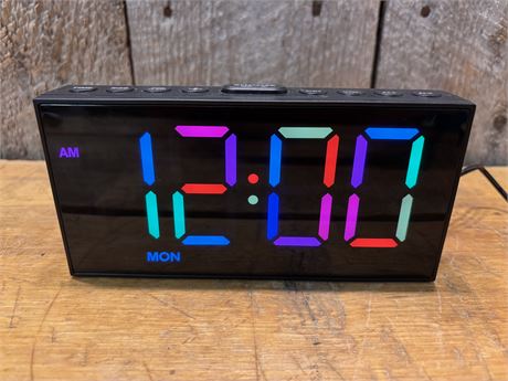 Modern Dynamic RGB LED Digital Alarm Clock with USB Charging Ports