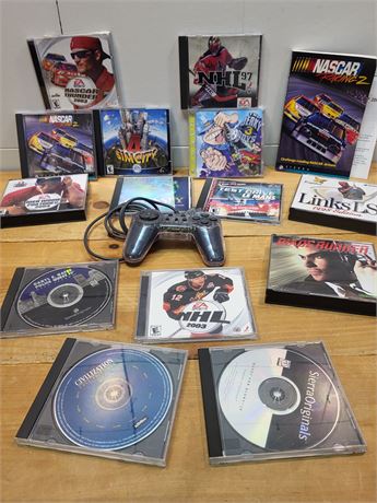 Vintage PC Game Collection with Controller