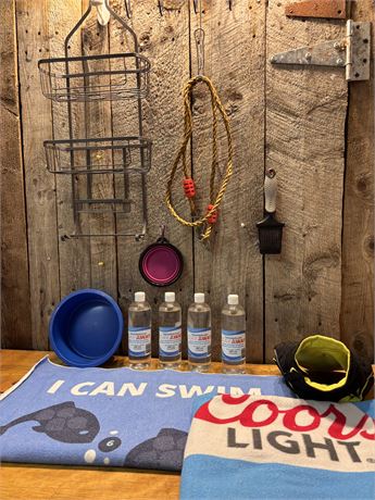 Outdoor Adventure & Pet Travel Bundle – Shower Caddy, Dog Coat, Towels & More